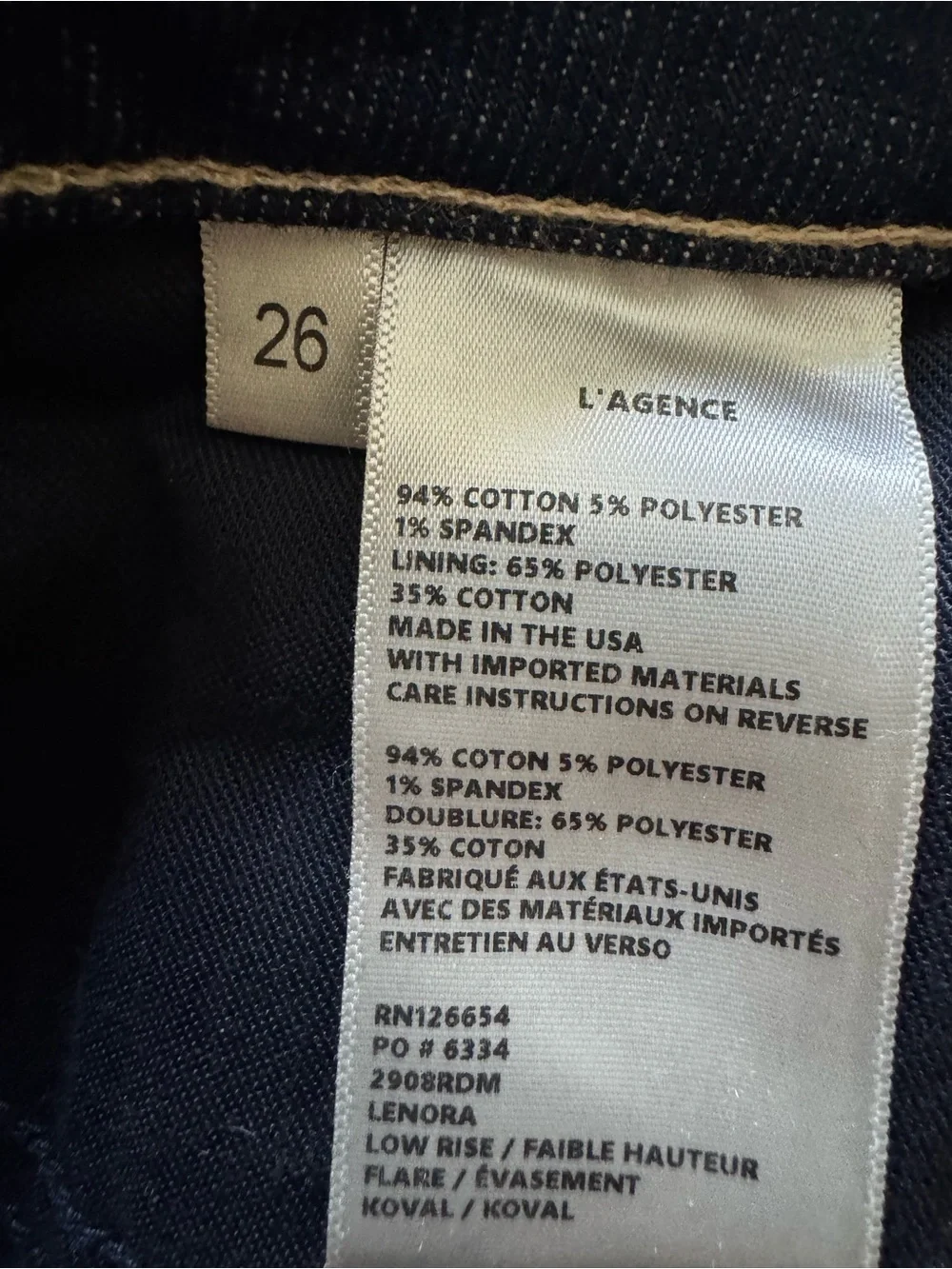 L’agence Lenora Low Rise Dark Wash Koval Jeans size 26 - Picture 10 of 11